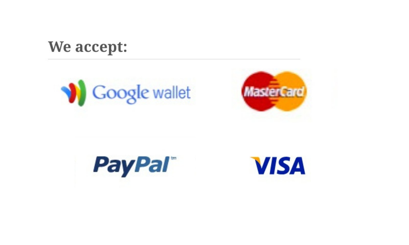 accepted payment methods